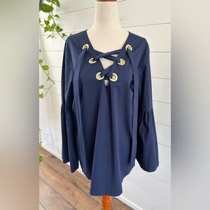 NWT! MICHAEL KORS TRUE NAVY BLOUSE. SIZE LARGE